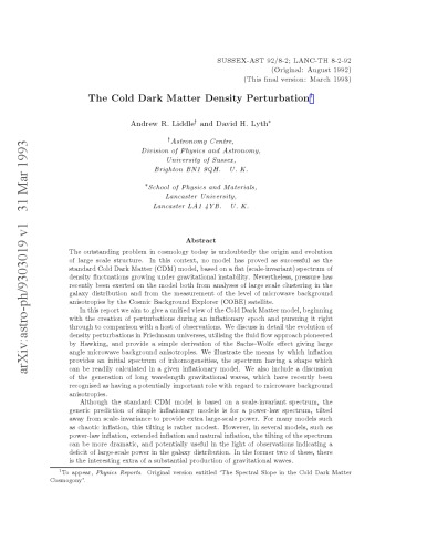 The cold dark matter density perturbation
