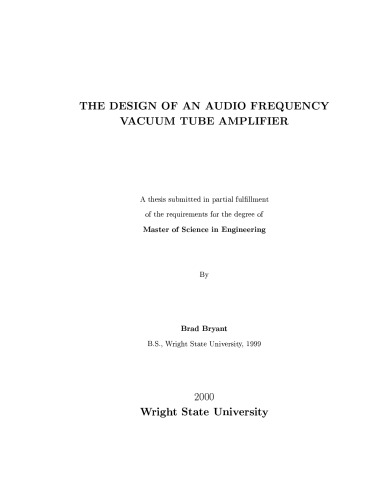 The design of an audio frequency vacuum tube amplifier