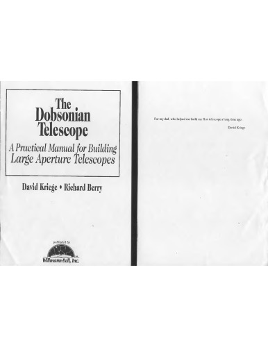 The Dobsonian telescope : a practical manual for building large aperture telescopes