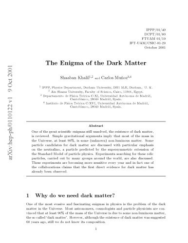 The enigma of the dark matter