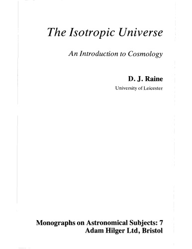 The isotropic universe : an introduction to cosmology