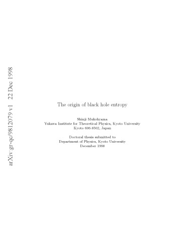 The origin of black hole entropy