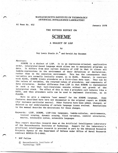 The revised report on SCHEME, a dialect of LISP