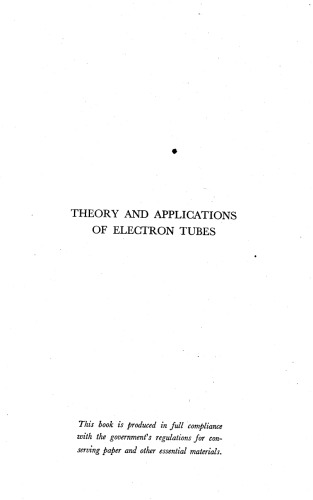 Theory and applications of electron tubes