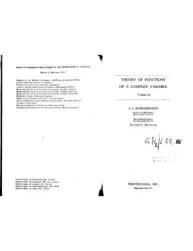 Theory of functions of a complex variable