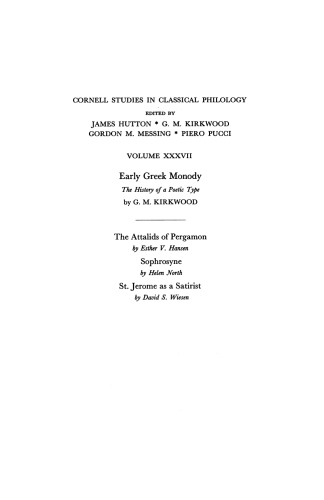 Early Greek Monody: The History of a Poetic Type