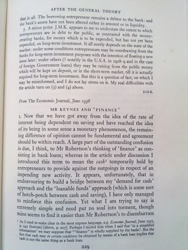 Mr. Keynes and 'Finance'