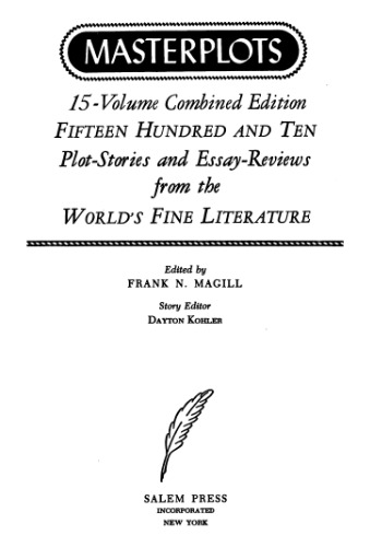 Masterplots Digests of World Literature 15 Volume Set