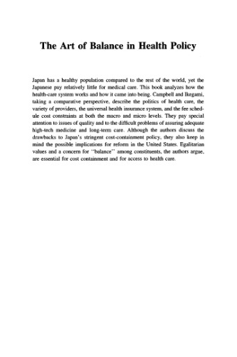 The art of balance in health policy : maintaining Japan's low-cost, egalitarian system