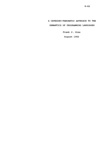 A category-theoretic approach to the semantics of programming languages
