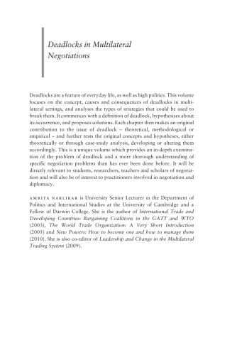 Deadlocks in multilateral negotiations : causes and solutions