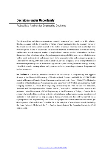 Decisions under uncertainty : probabilistic analysis for engineering decisions