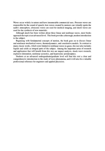 Introduction to wave propagation in nonlinear fluids and solids