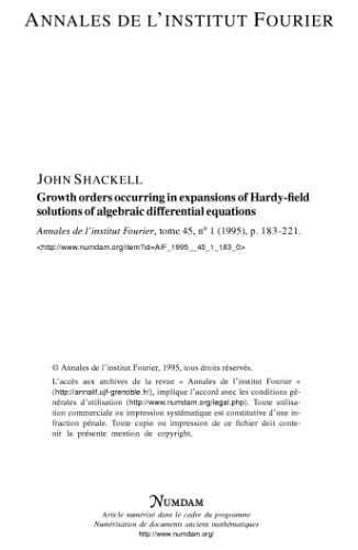 Growth Orders Occurring In Expansions Of Hardy-Field Solutions Of Algebraic Differential-Equations