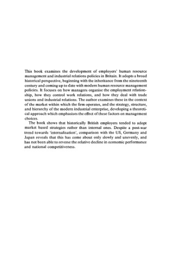 Markets, firms, and the management of labour in modern Britain