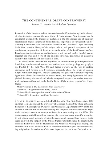 The continental drift controversy. / 3, Introduction of seafloor spreading