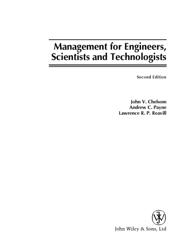 Management for engineers, scientists, and technologists