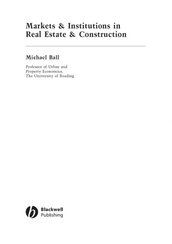 Markets & institutions in real estate & construction