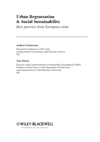 Urban regeneration & social sustainability : best practice from European cities
