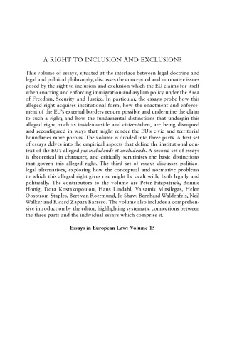 A Right to Inclusion and Exclusion? : Normative Fault Lines of the EU's Area of Freedom, Security and Justice