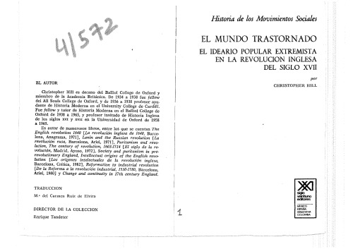 El mundo trastornado. El ideario popular extremista en la Revolución Inglesa del siglo XVII