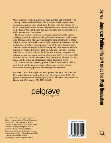 Japanese Political History Since the Meiji Restoration, 1868-2000