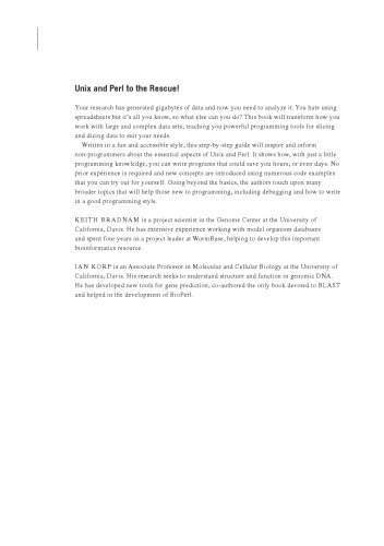 UNIX and Perl to the Rescue!. A Field Guide for the Life Sciences