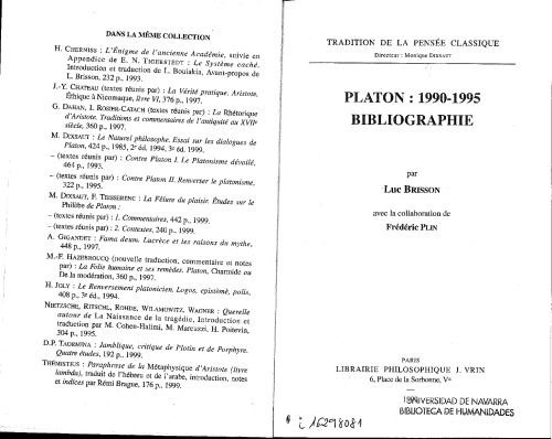 Platon 1990-1995. Bibliographie