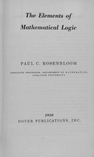 The Elements of Mathematical Logic