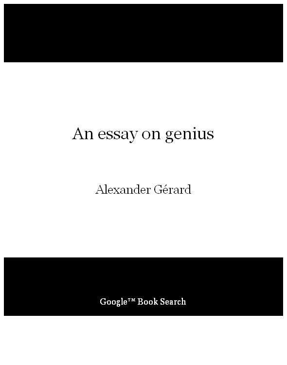 An essay on genius