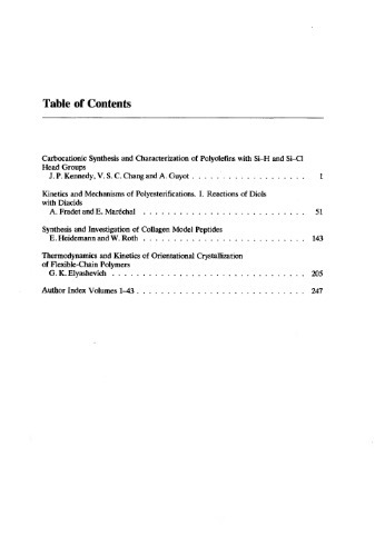 Polymerizations And Polymer Properties