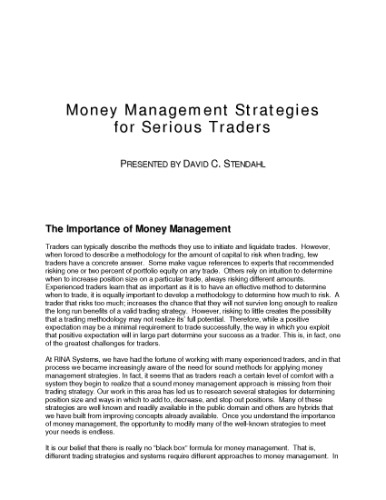 Money Management Strategies For Serious Traders