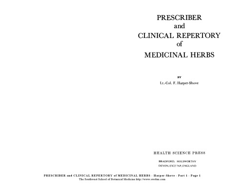 Prescriber and clinical repertory of medicinal herbs.
