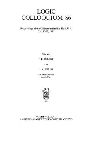 Logic Colloquium '86: Proceedings