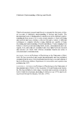 Children's understanding of biology and health