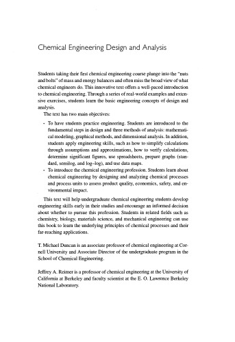 Chemical engineering design and analysis : an introduction