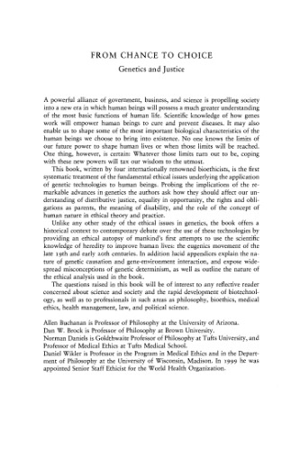 From chance to choice : genetics and justice