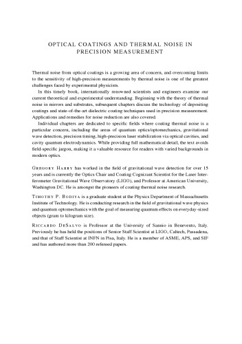 Optical coatings and thermal noise in precision measurement