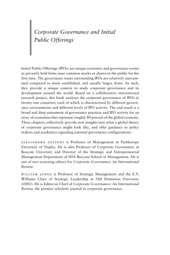 Corporate governance and initial public offerings : an international perspective