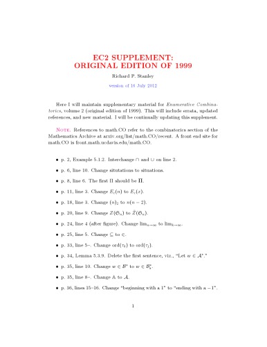 Enumerative combinatorics, vol. 2: Supplement