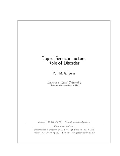 Doped semiconductors: Role of disorder