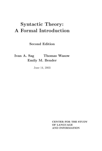 Syntactic theory: a formal introduction