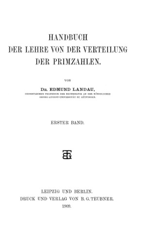Handbuch der Lehre von der Verteilung der Primzahlen, Band 1