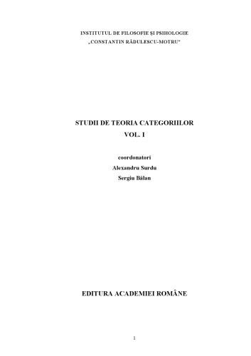 Studii de teoria categoriilor, vol. 1