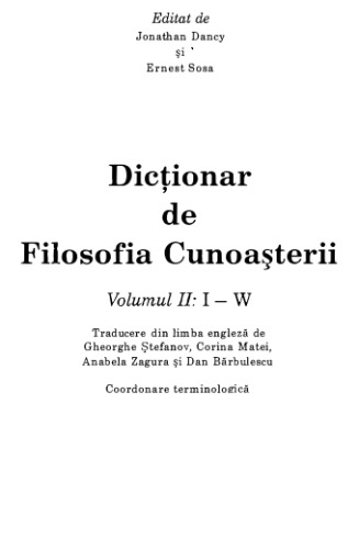 Dictionar de filosofia cunoasterii, vol. 2