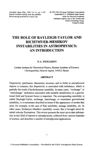 The Role of Rayleigh - Taylor and Richtmyer-Meshkiv Instabilities in Astrophysics
