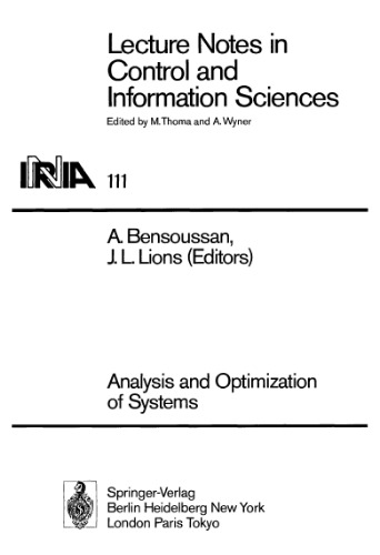 Analysis and Optimization of Systems