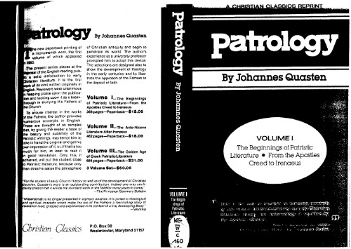 Patrology, Volume 1: The Beginnings of Patristic Literature