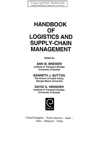Handbook of Logistics and Supply-Chain Management