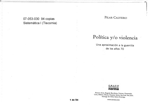 Política y/o violencia. Una aproximación a la guerrilla de los años 70